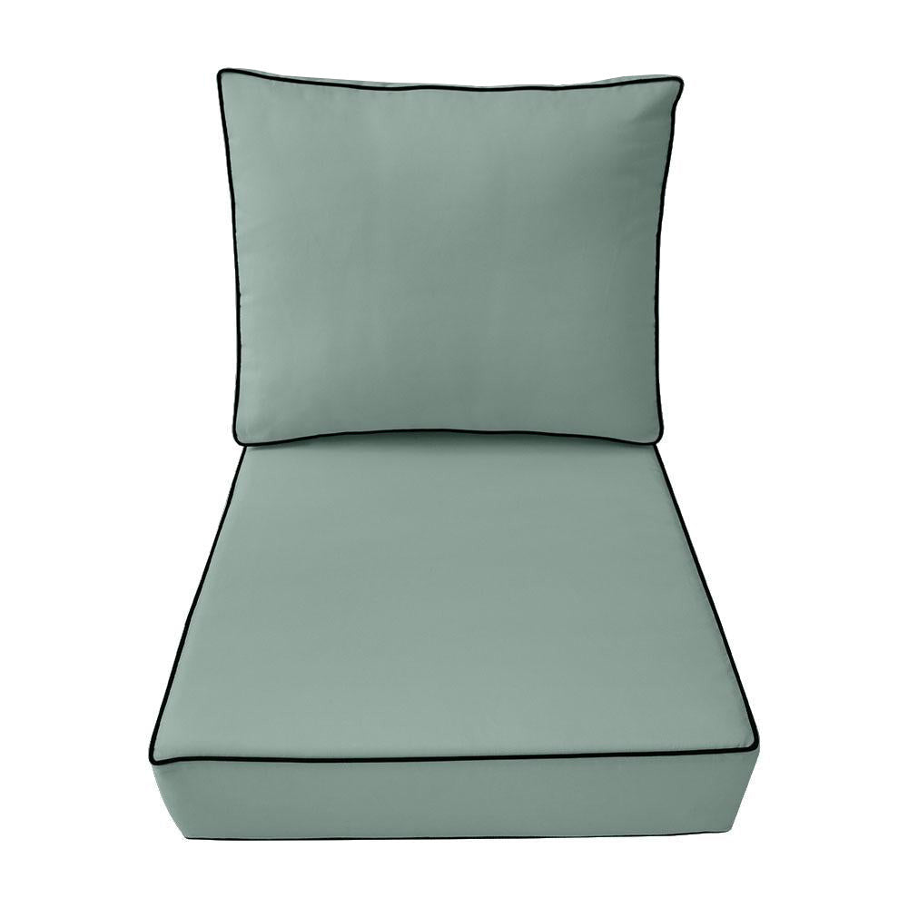 |COVER ONLY| Contrast Trim Outdoor Deep Seat Cushion 26x30x6, Water Repellent, Patio Furniture Patio Cushion Slipcovers Replacement Seat Cushion Covers AD002