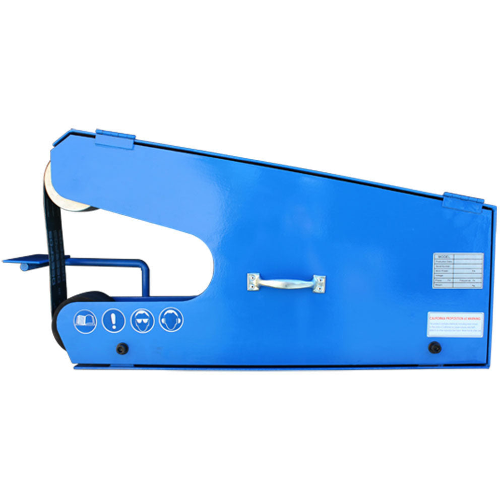 3-inch industrial belt sander with 0.75 kW motor and adjustable sanding belt arm