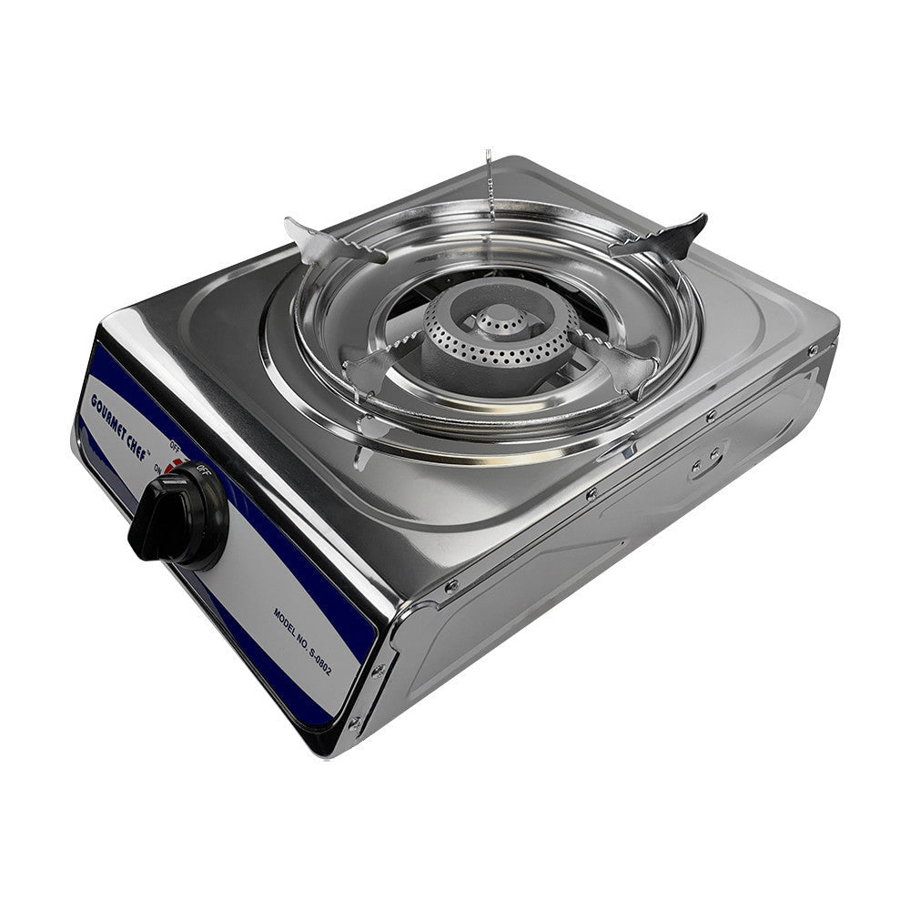 Single Propane Gas Burner Stainless Steel Stove Table Auto Ignition W- Regulator