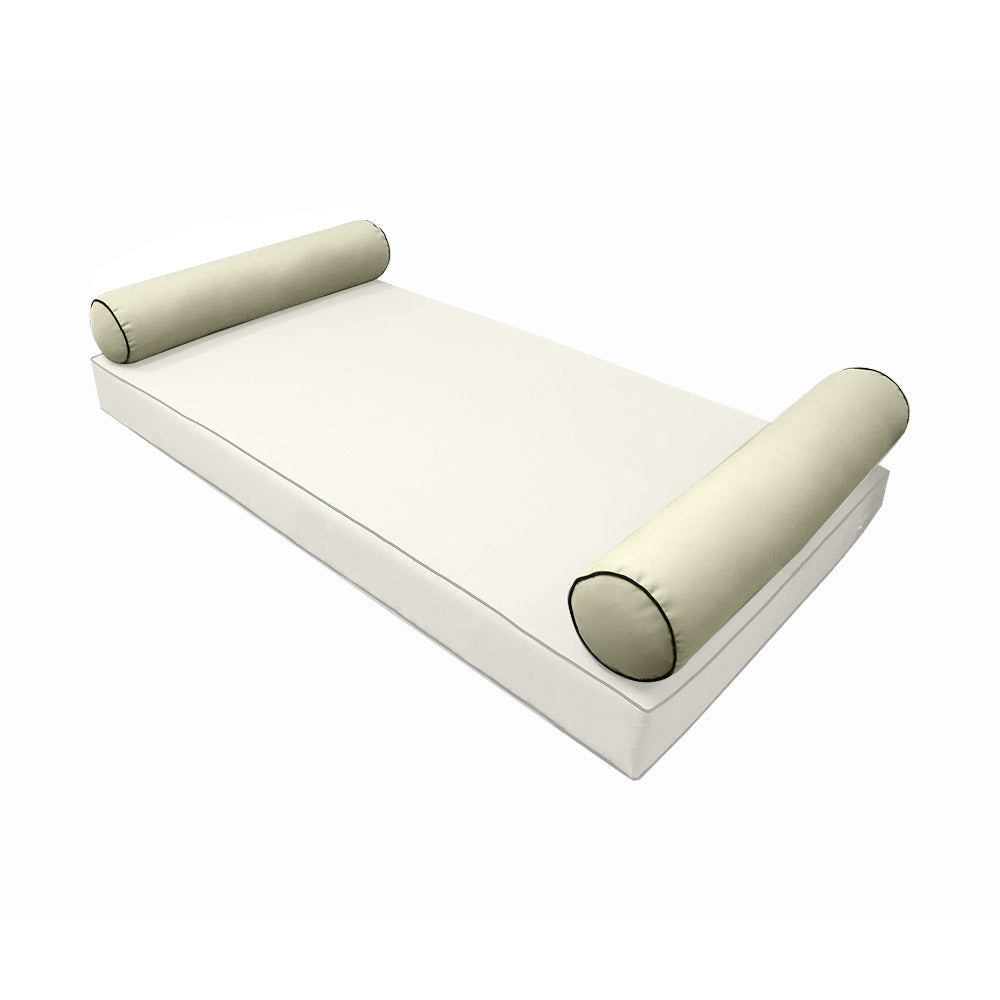 Elegant cushion and bolster set featuring refined craftsmanship and knife-edge detailing, designed for versatile indoor and outdoor comfort.