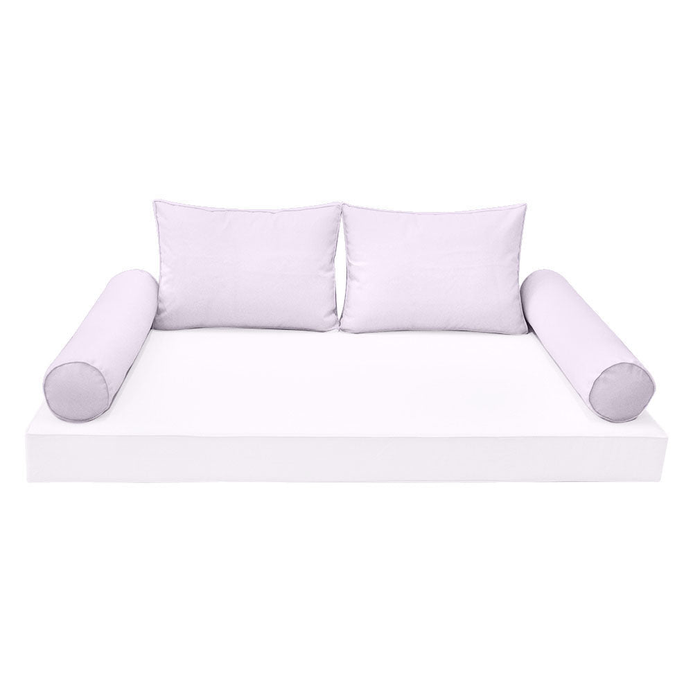 Modern outdoor daybed cushion set with two bolsters and two pillows, ideal for patio, porch, or indoor lounge spaces. — cover only