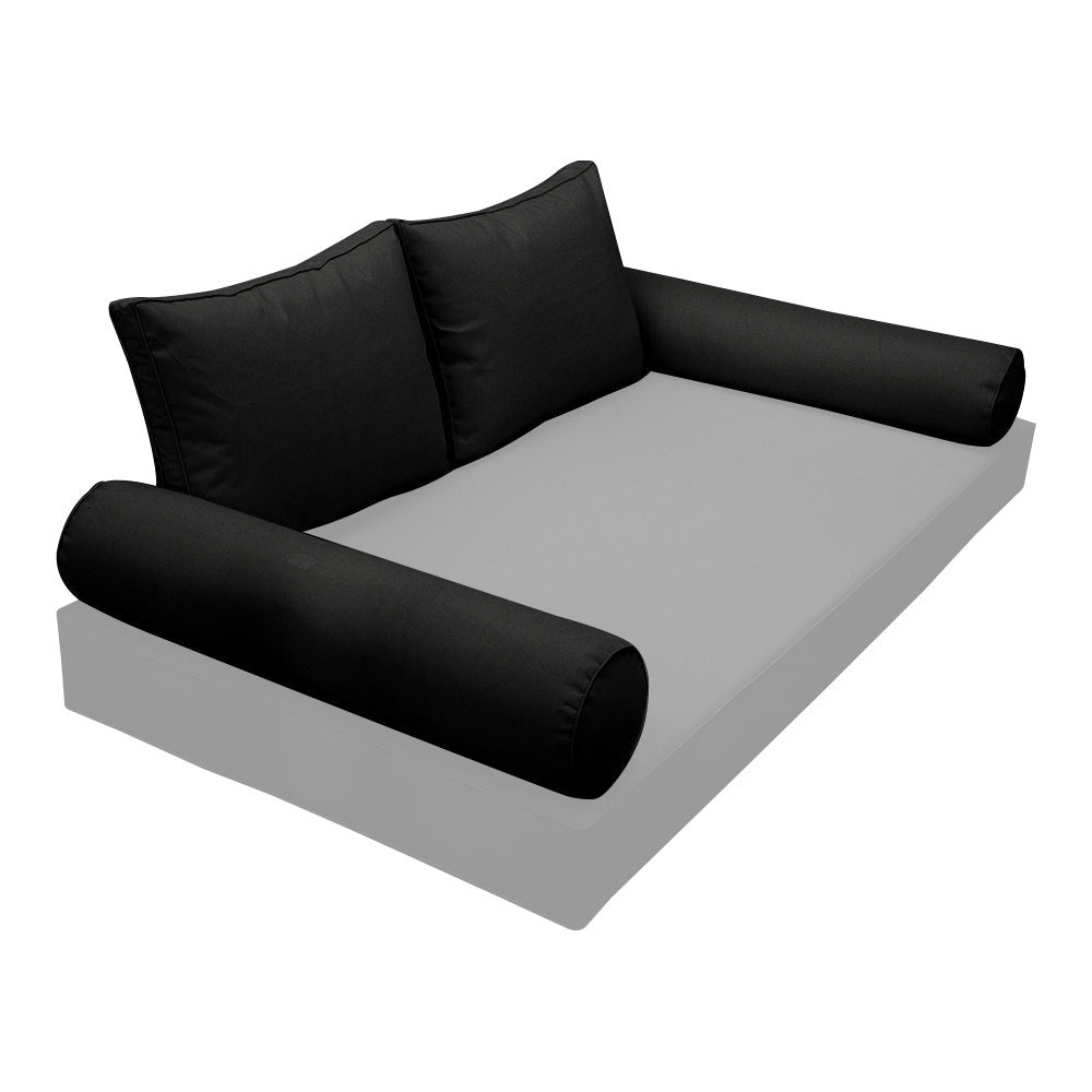 Elegant cushion and bolster set featuring refined craftsmanship and knife-edge detailing, designed for versatile indoor and outdoor comfort.