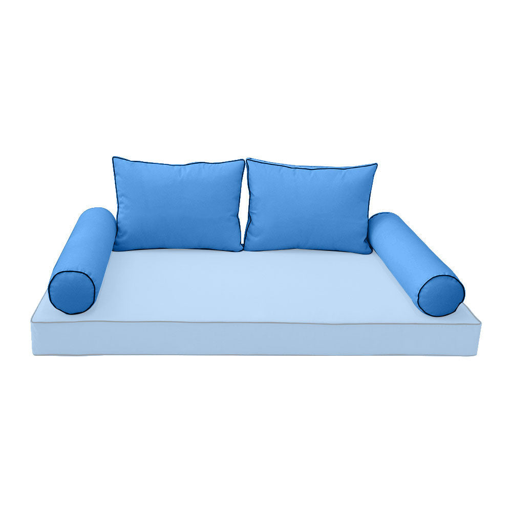 Modern outdoor daybed cushion set with two bolsters and two pillows, ideal for patio, porch, or indoor lounge spaces. — cover only