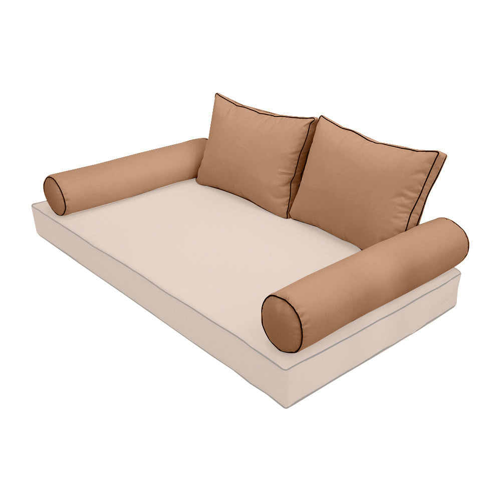 STYLE 1 pillow and bolster cushion set for daybeds, porch swings, or beds – indoor and outdoor use with durable knife-edge design. — cover only