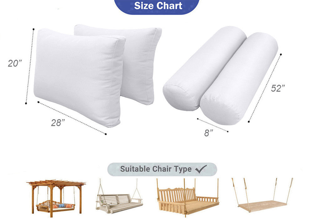 STYLE 1 Pillow & Bolster Cushion for Outdoor Indoor Daybed Porch Swing Bed Full Size Contrast Trim AD105 | COVERS ONLY |