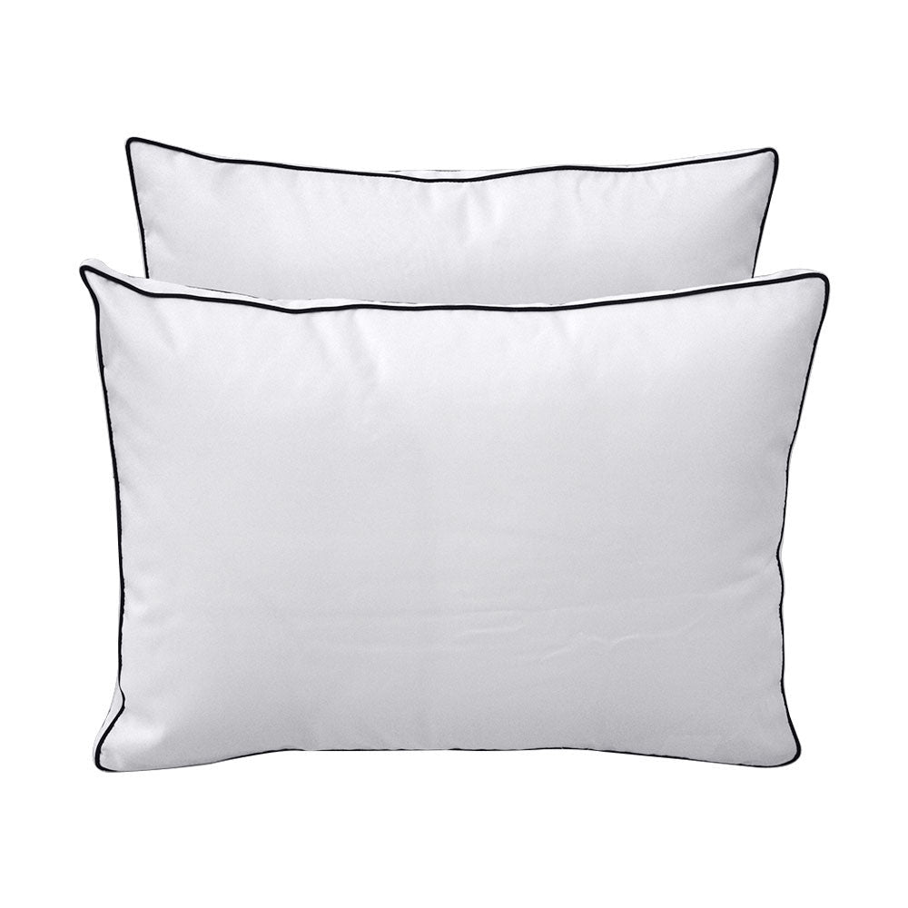 Five-piece pillow and bolster cushion set including seat cushion, two square back pillows, and two bolster pillows for indoor or outdoor seating.