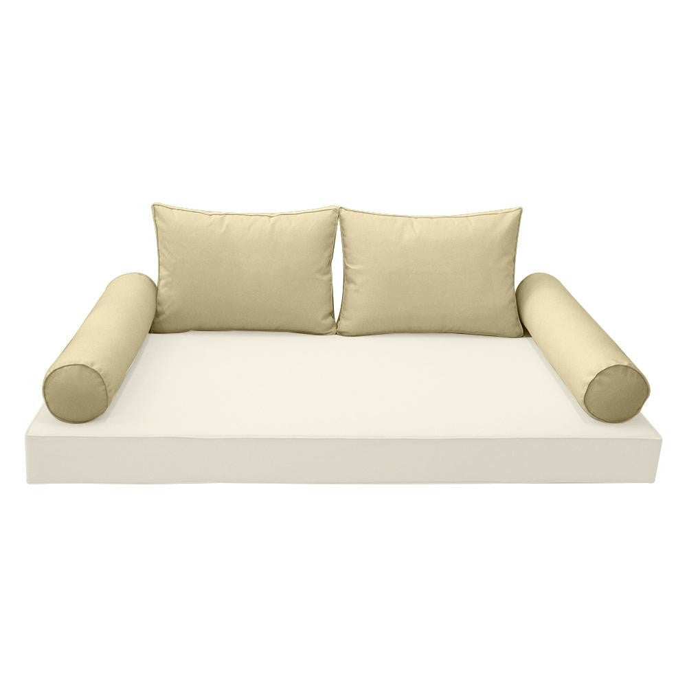 Modern outdoor daybed cushion set with two bolsters and two pillows, ideal for patio, porch, or indoor lounge spaces. — cover only