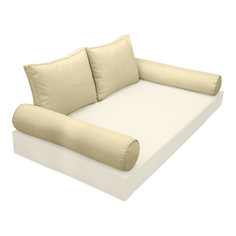 Elegant cushion and bolster set featuring refined craftsmanship and knife-edge detailing, designed for versatile indoor and outdoor comfort.