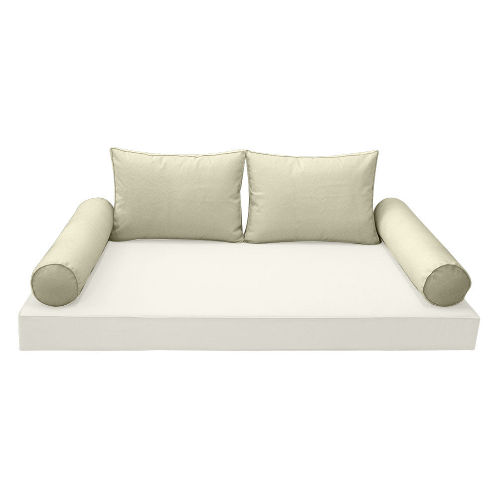 Modern outdoor daybed cushion set with two bolsters and two pillows, ideal for patio, porch, or indoor lounge spaces. — cover only