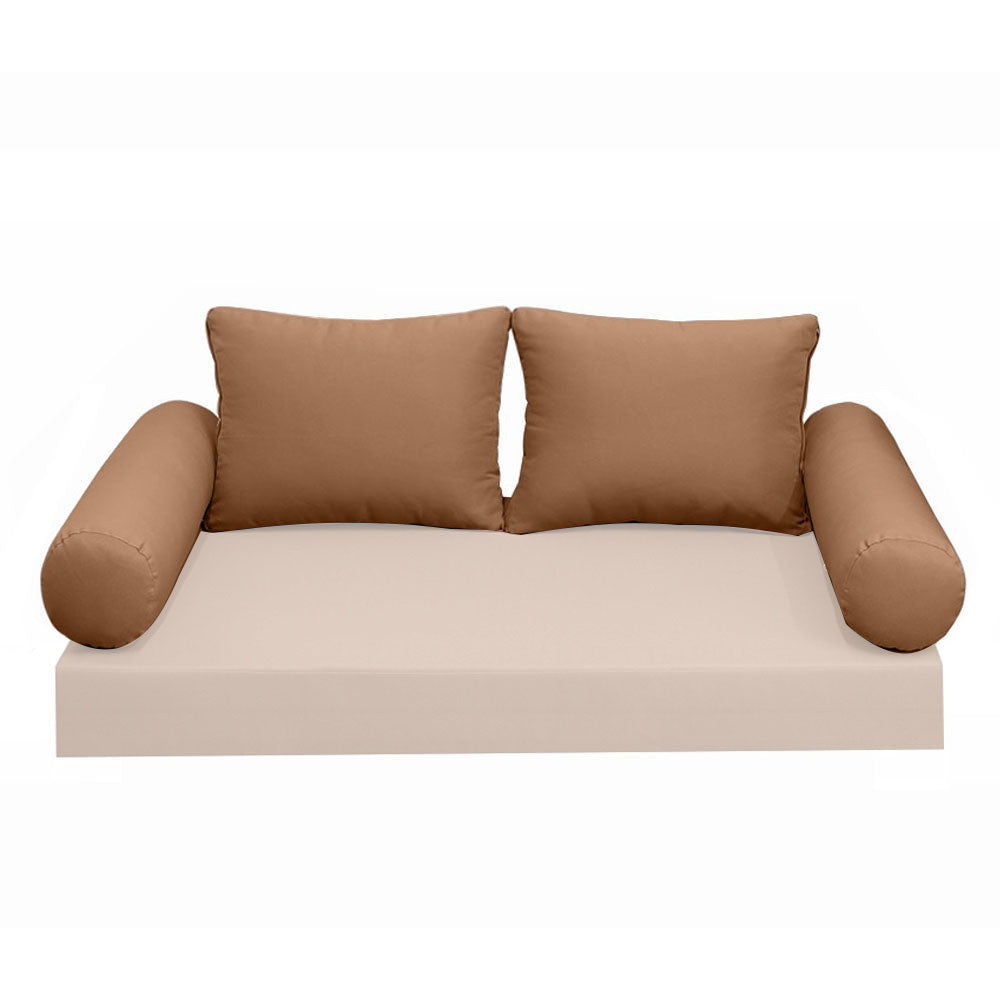 Modern outdoor daybed cushion set with two bolsters and two pillows, ideal for patio, porch, or indoor lounge spaces. — cover only
