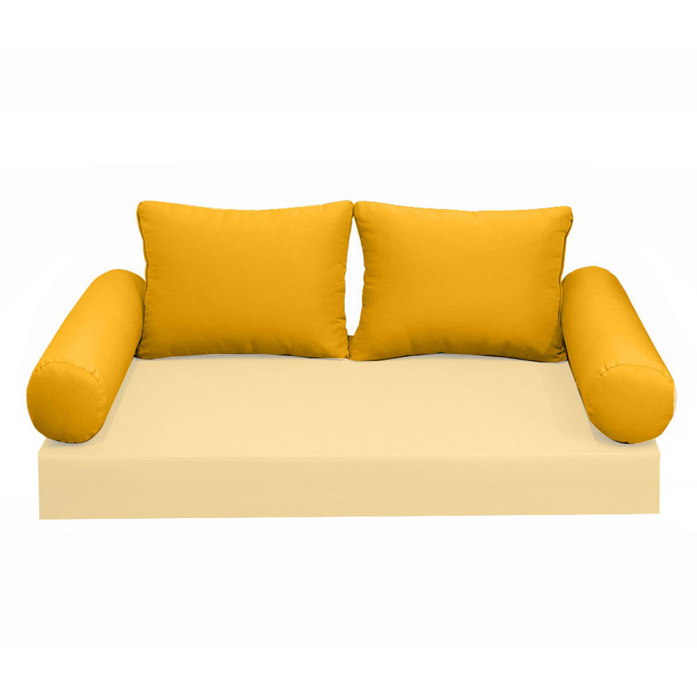Modern outdoor daybed cushion set with two bolsters and two pillows, ideal for patio, porch, or indoor lounge spaces. — cover only