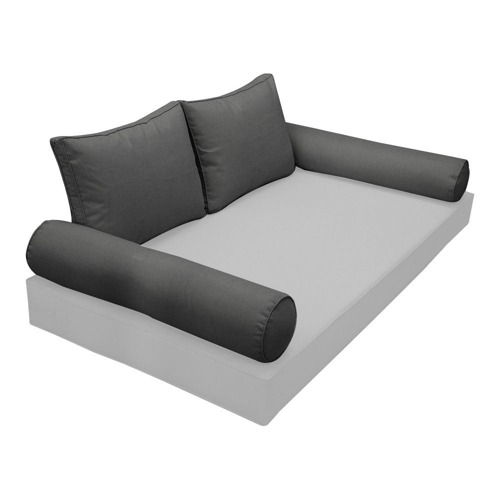 Elegant cushion and bolster set featuring refined craftsmanship and knife-edge detailing, designed for versatile indoor and outdoor comfort.