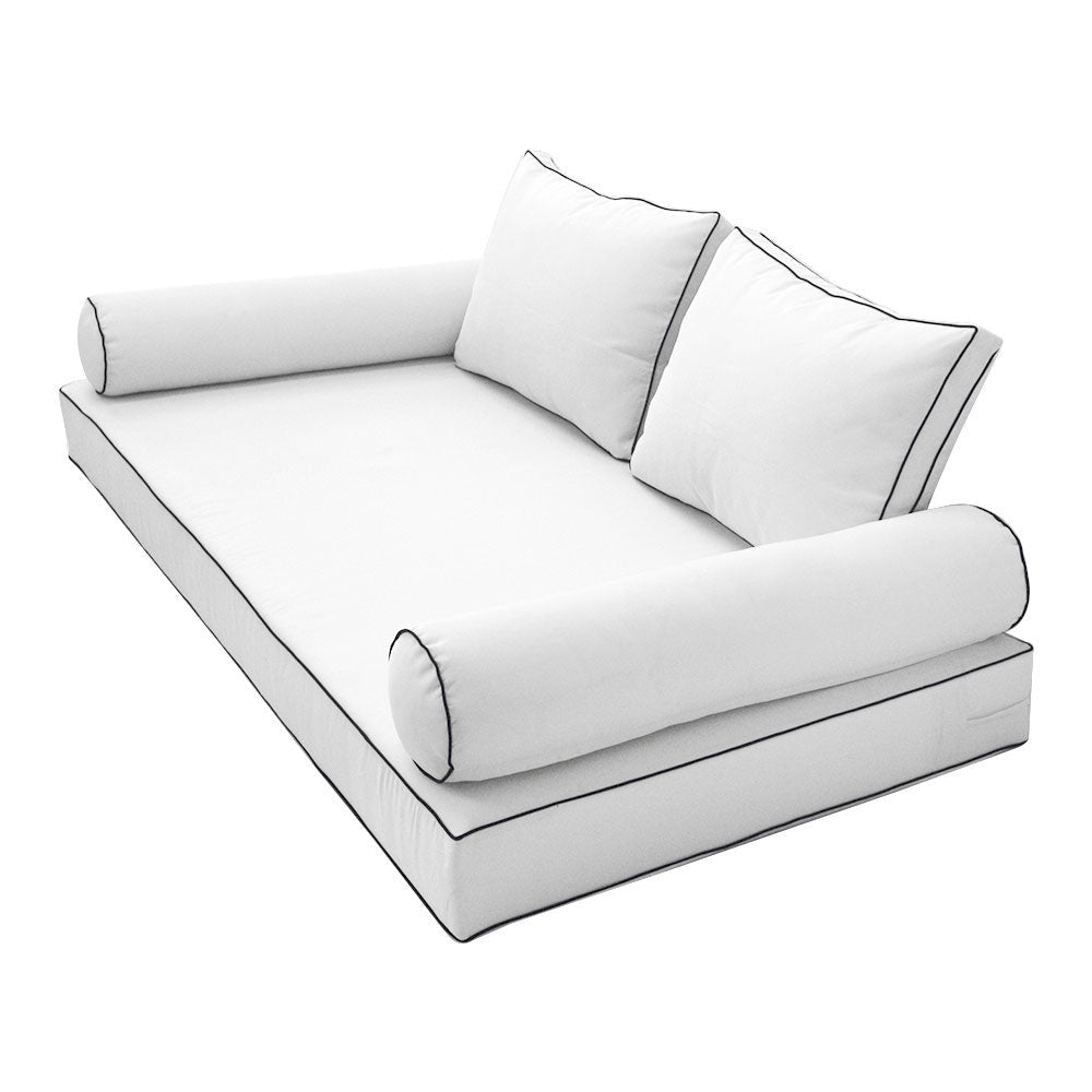 STYLE 1 pillow and bolster cushion set for daybeds, porch swings, or beds – indoor and outdoor use with durable knife-edge design. — cover only