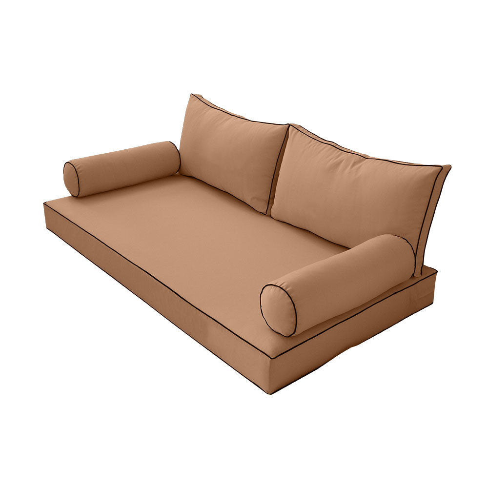 STYLE 2 pillow and bolster cushion set for daybeds, porch swings, or beds – indoor and outdoor use with durable knife-edge design. — cover only