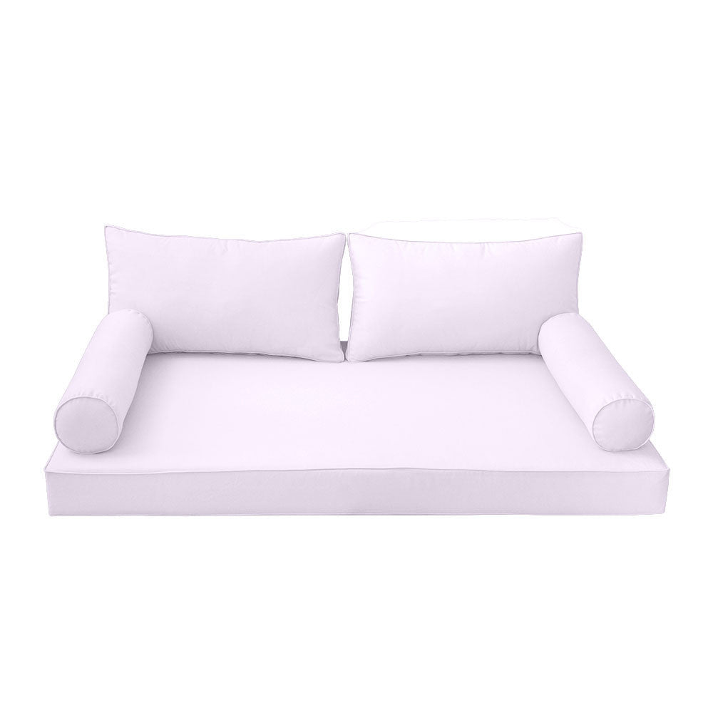 STYLE 2 - Mattress & Pillow Bolster Cushion for Outdoor Indoor Daybed Porch Swing Bed Piped Trim Full Size AD107 | COVERS ONLY |
