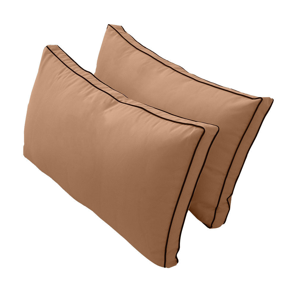 STYLE 2 Pillow & Bolster Cushion for Outdoor Indoor Daybed Porch Swing Bed Queen Size Contrast Trim AD104 | COVERS ONLY |