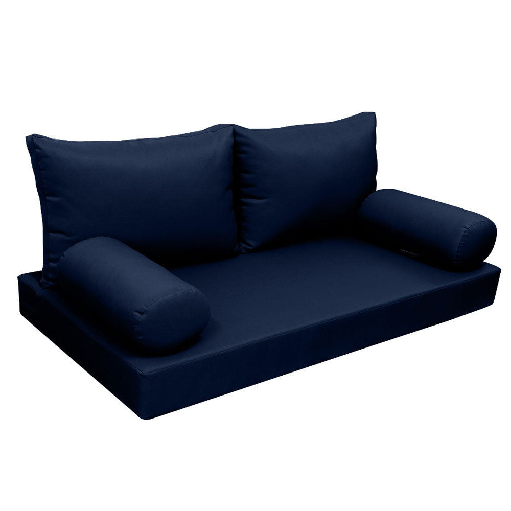 STYLE 2 - Mattress & Pillow Bolster Cushion for Outdoor Indoor Daybed Porch Swing Bed Knife Edge Twin Size AD101 | COVERS ONLY |