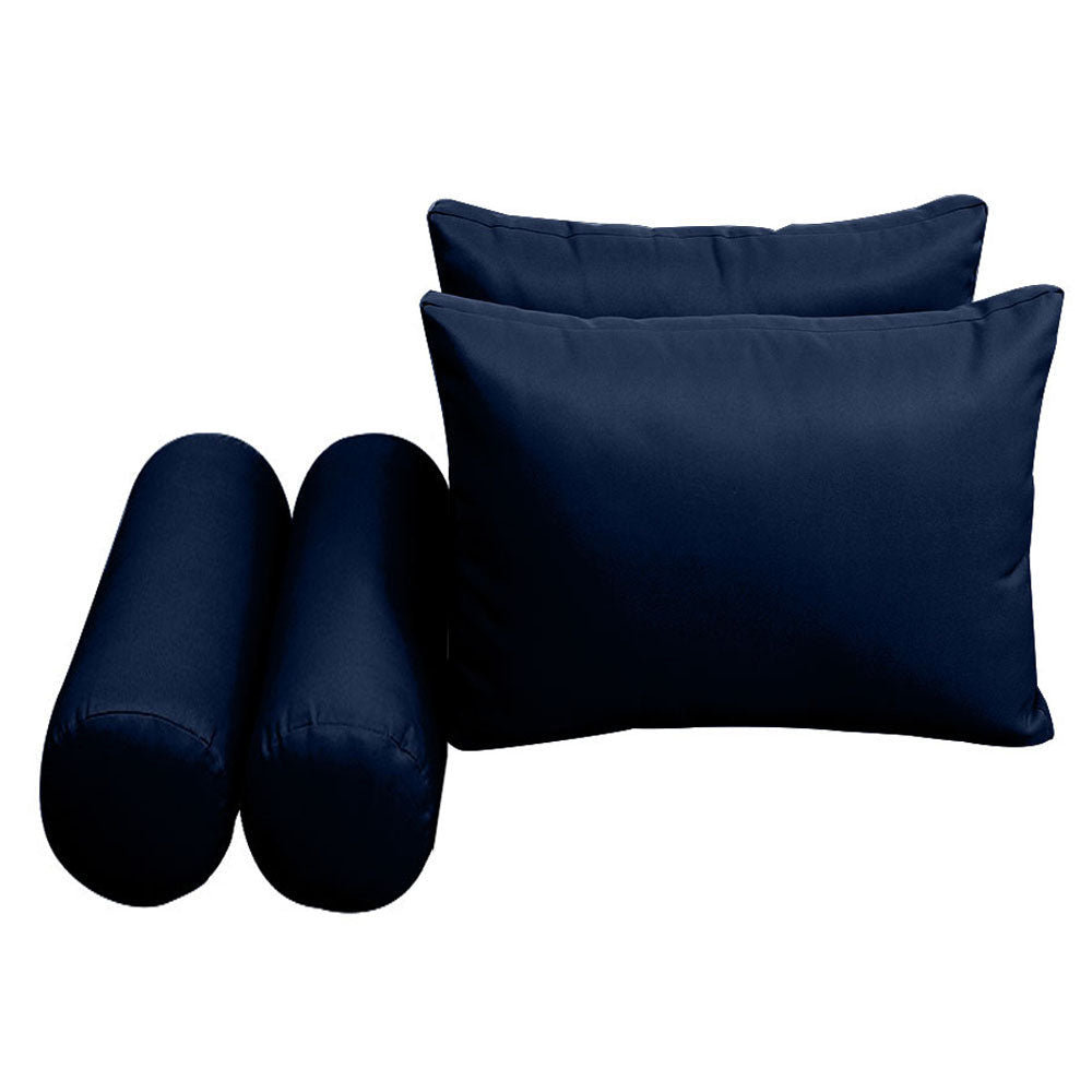 STYLE 2 - Mattress & Pillow Bolster Cushion for Outdoor Indoor Daybed Porch Swing Bed Knife Edge Twin Size AD101 | COVERS ONLY |