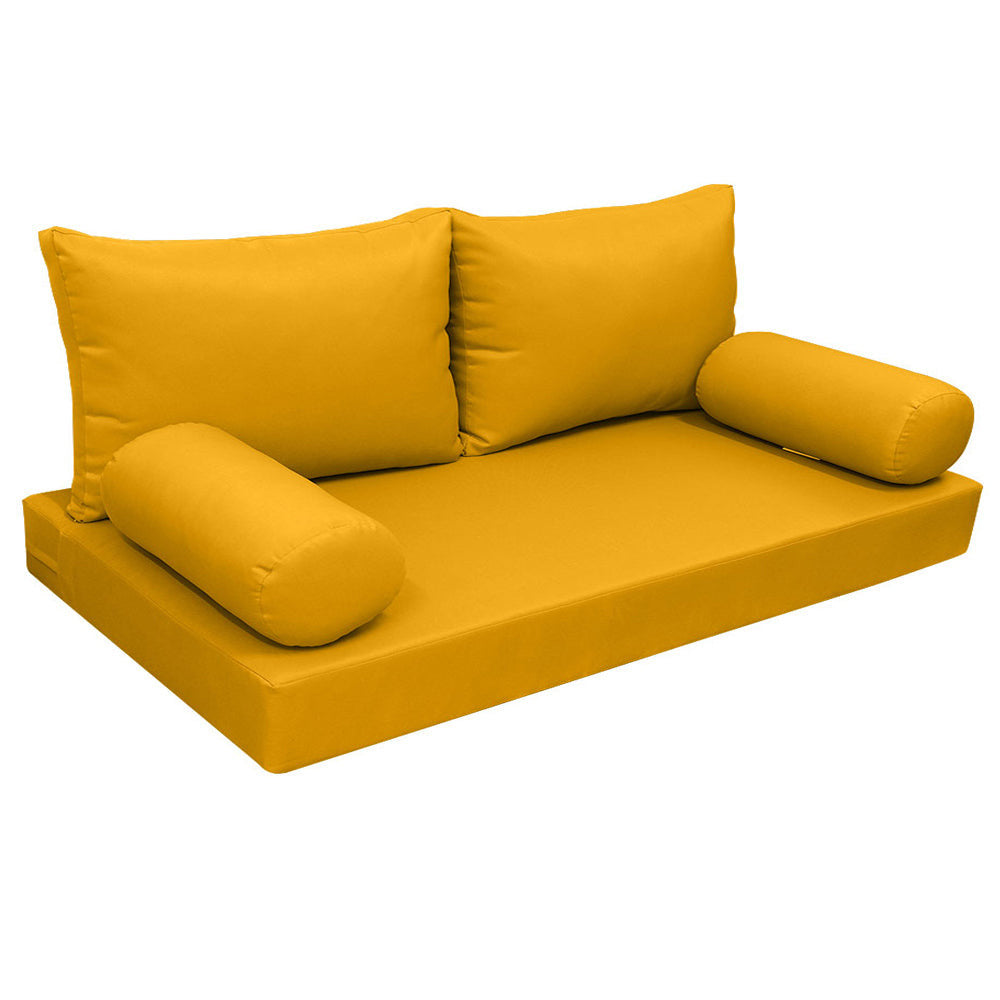 STYLE 2 - Mattress & Pillow Bolster Cushion for Outdoor Indoor Daybed Porch Swing Bed Knife Edge Twin Size AD108 | COVERS ONLY |