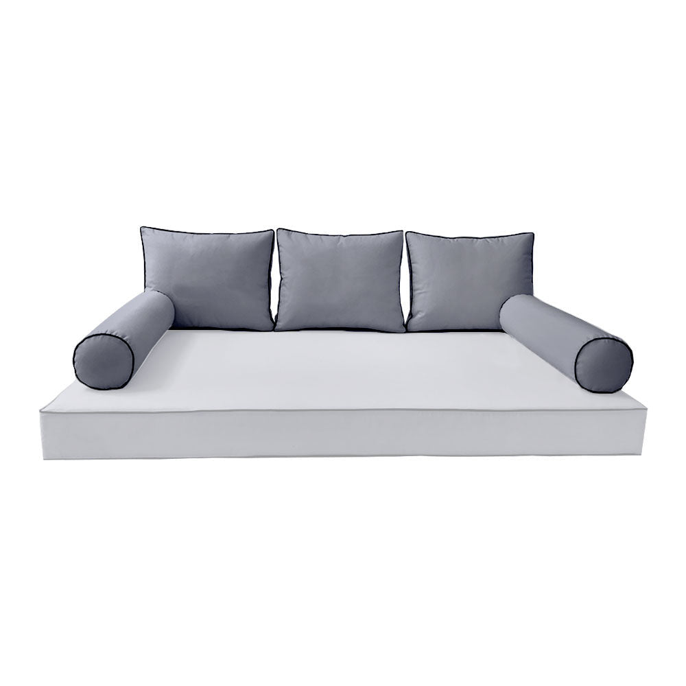 Modern outdoor daybed cushion set with two bolsters and two pillows, ideal for patio, porch, or indoor lounge spaces. — cover only