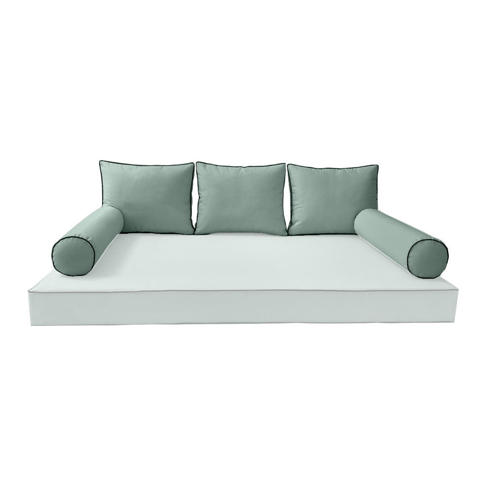 Modern outdoor daybed cushion set with two bolsters and two pillows, ideal for patio, porch, or indoor lounge spaces. — cover only
