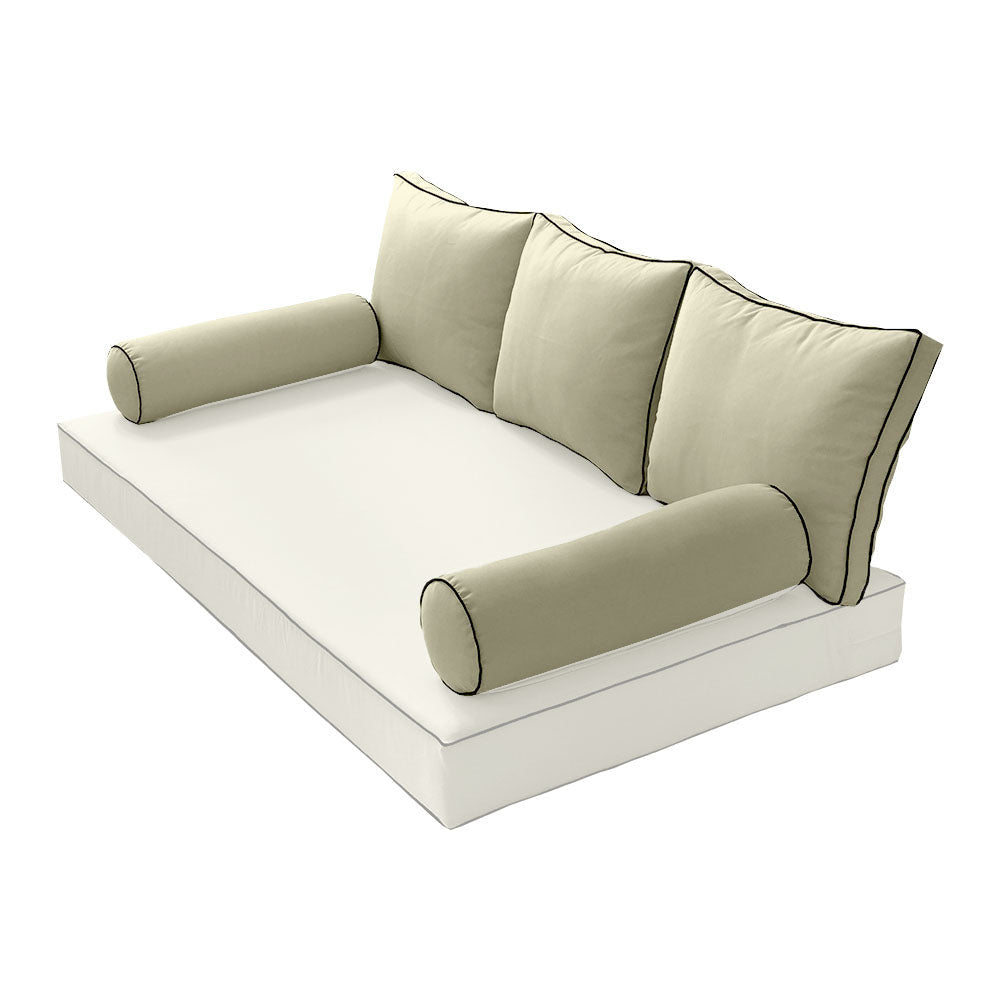 STYLE 3 pillow and bolster cushion set for daybeds, porch swings, or beds – indoor and outdoor use with durable knife-edge design. — cover only