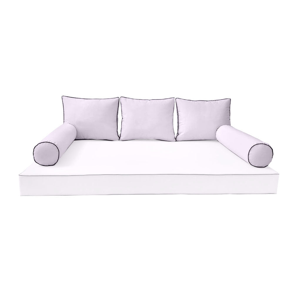 Modern outdoor daybed cushion set with two bolsters and two pillows, ideal for patio, porch, or indoor lounge spaces. — cover only