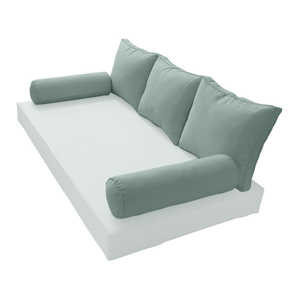 STYLE 3 Pillow & Bolster Cushion for Outdoor Indoor Daybed Porch Swing Bed Full Size Piped Trim AD002 | COVERS ONLY |
