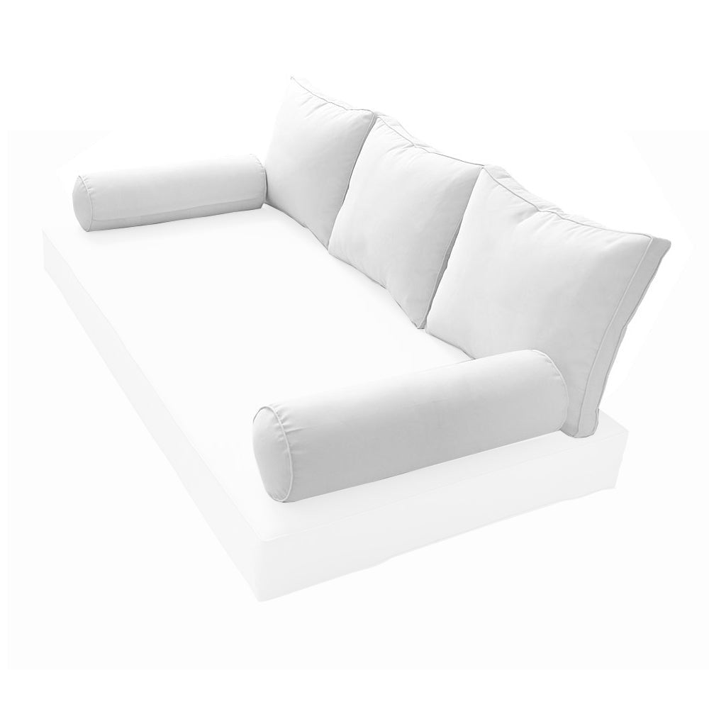STYLE 3 Pillow & Bolster Cushion for Outdoor Indoor Daybed Porch Swing Bed Full Size Piped Trim AD106 | COVERS ONLY |