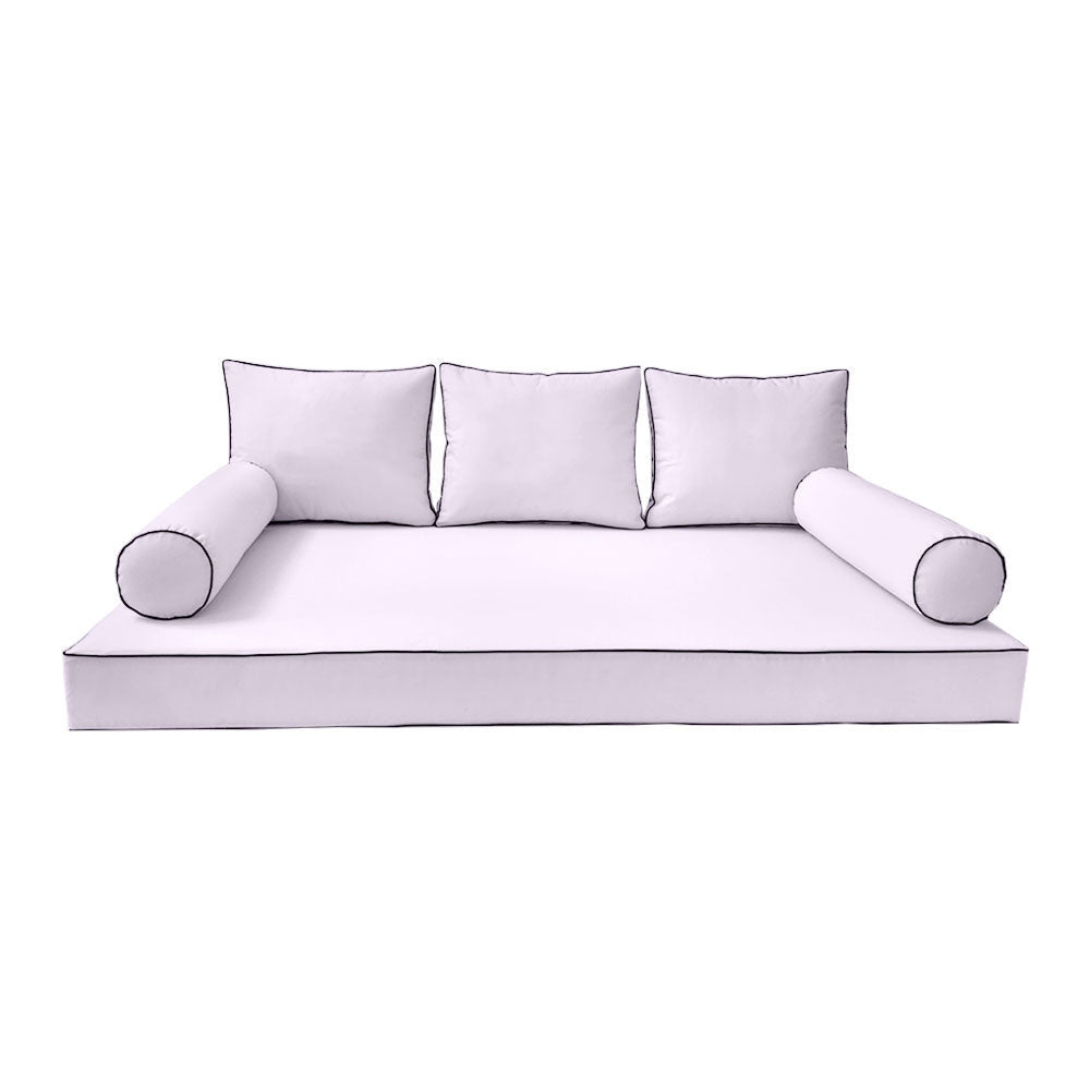 Modern outdoor daybed cushion set with two bolsters and two pillows, ideal for patio, porch, or indoor lounge spaces. — cover only