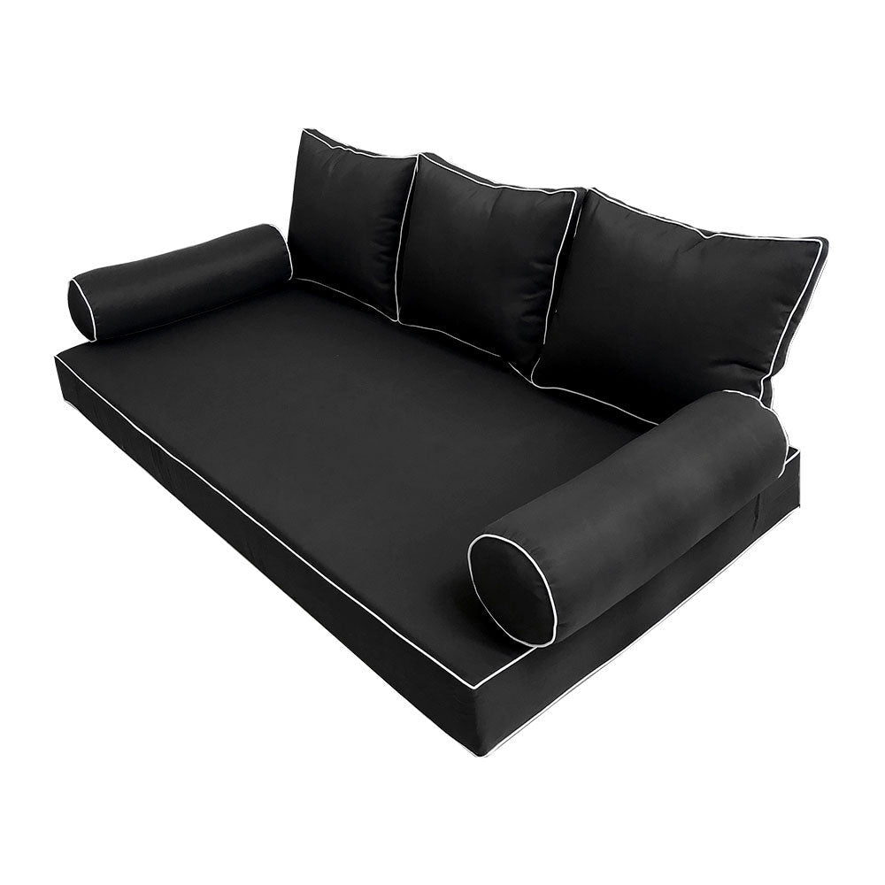 STYLE 3 pillow and bolster cushion set for daybeds, porch swings, or beds – indoor and outdoor use with durable knife-edge design. — cover only