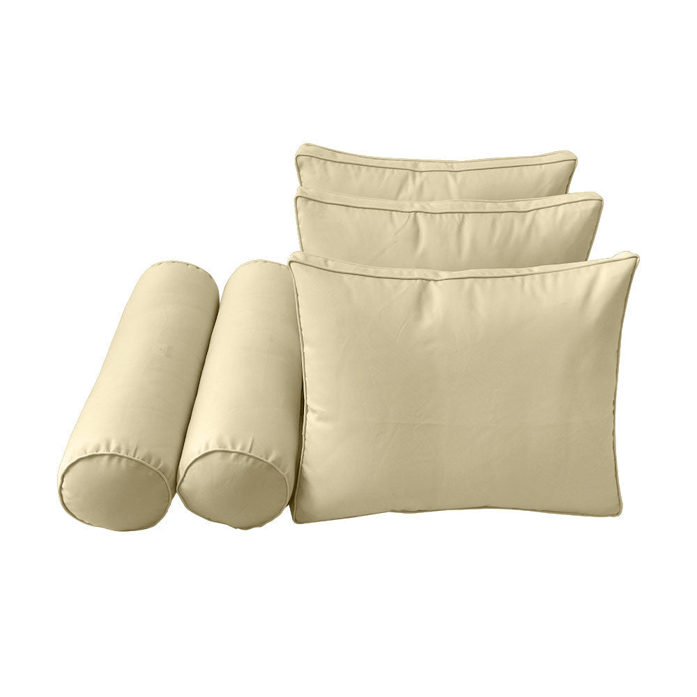 STYLE 3 - Mattress & Pillow Bolster Cushion for Outdoor Indoor Daybed Porch Swing Bed Piped Trim Full Size AD103 | COVERS ONLY |