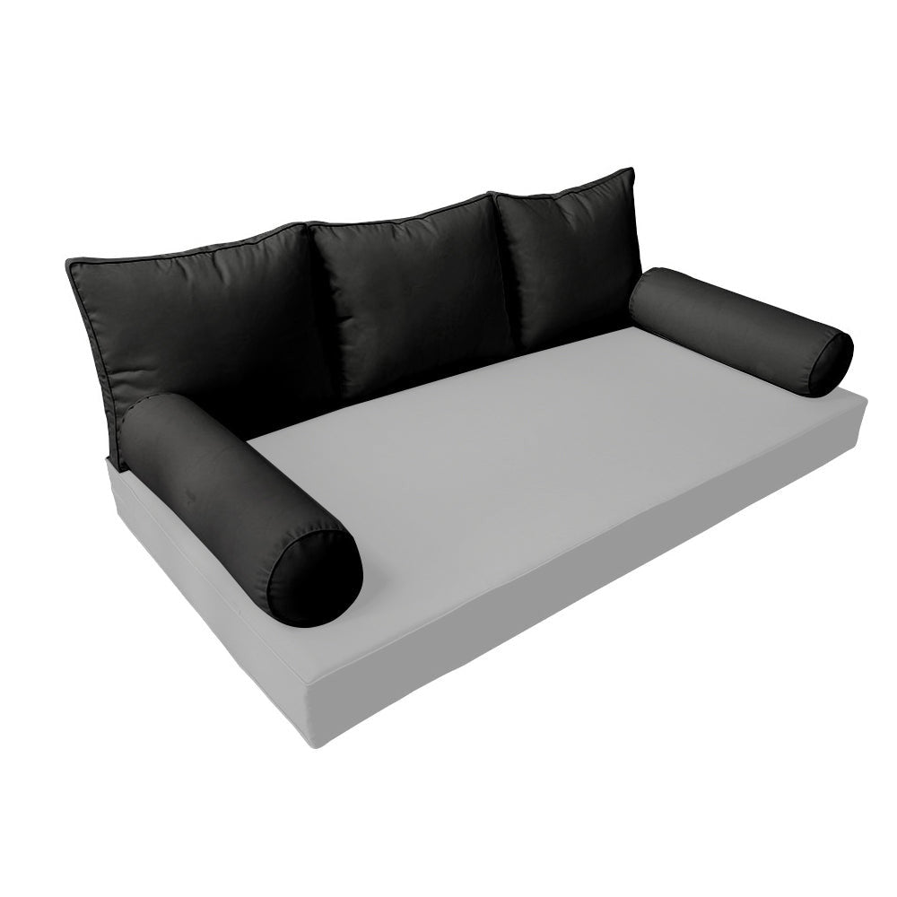 STYLE 3 Pillow & Bolster Cushion for Outdoor Indoor Daybed Porch Swing Bed Queen Size Piped Trim AD109 | COVERS ONLY |
