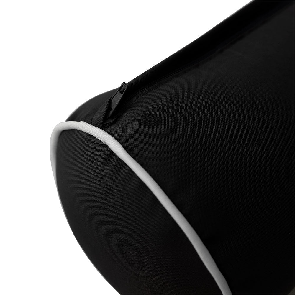 STYLE 3 - Mattress & Pillow Bolster Cushion for Outdoor Indoor Daybed Porch Swing Bed Contrast Trim Queen Size AD109 | COVERS ONLY |