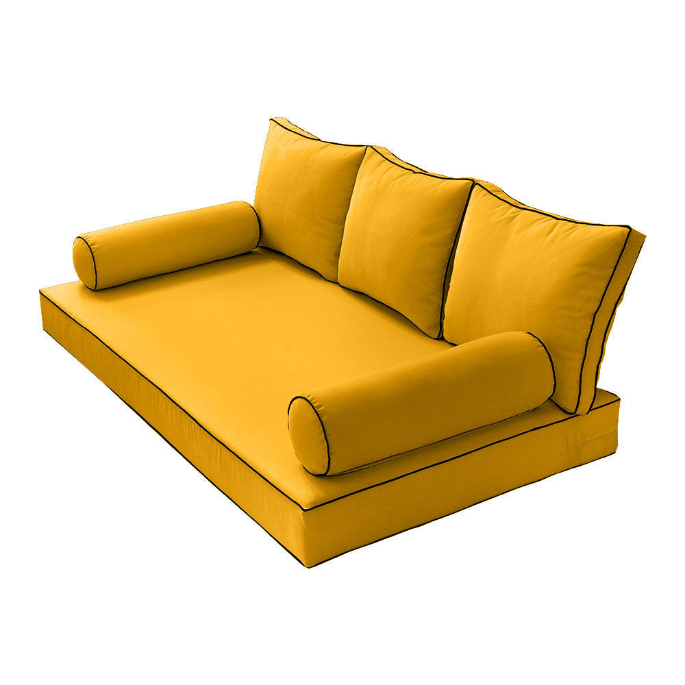 STYLE 3 pillow and bolster cushion set for daybeds, porch swings, or beds – indoor and outdoor use with durable knife-edge design. — cover only