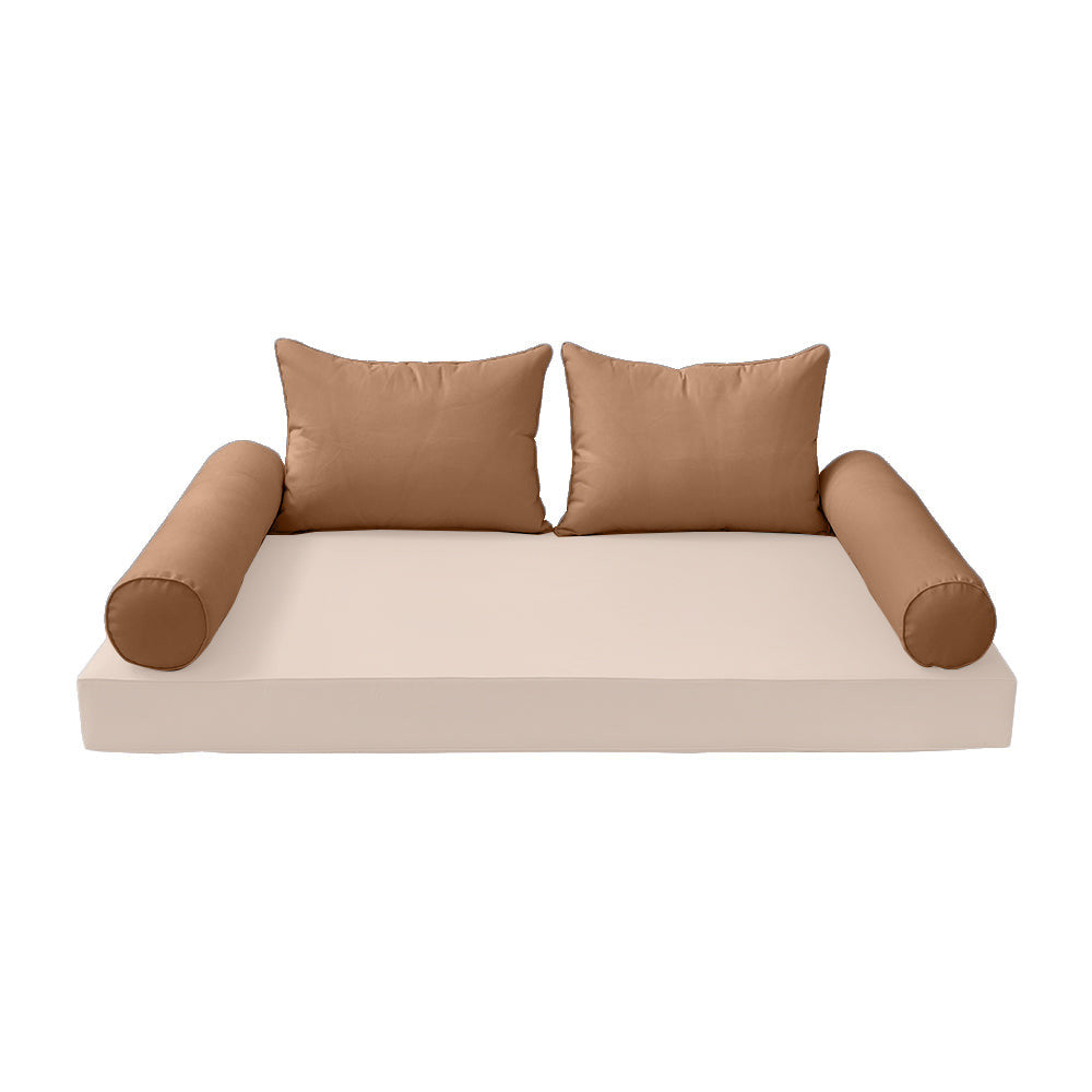 STYLE 4 Pillow & Bolster Cushion for Outdoor Indoor Daybed Porch Swing Bed Crib Size Piped Trim AD104 | COVERS ONLY |