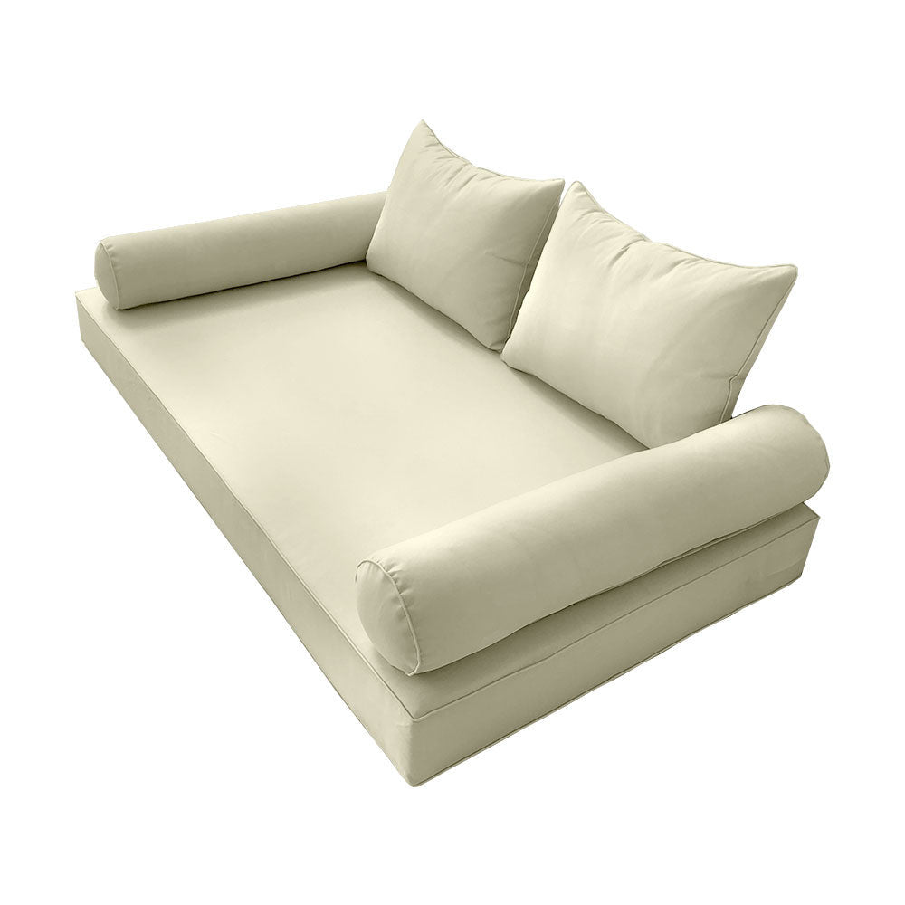 STYLE 4 - Mattress & Pillow Bolster Cushion for Outdoor Indoor Daybed Porch Swing Bed Piped Trim Crib Size AD005 | COVERS ONLY |