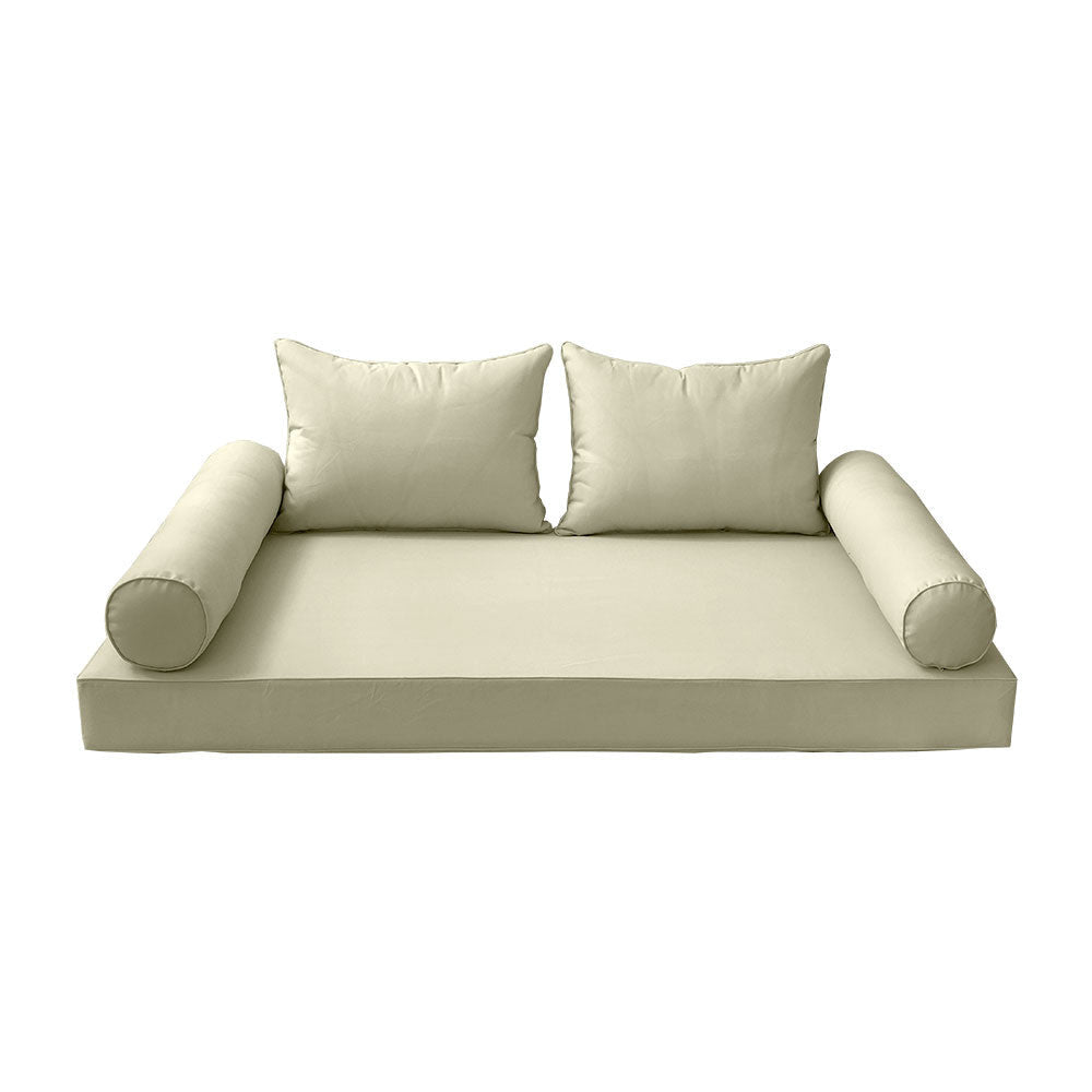 STYLE 4 - Mattress & Pillow Bolster Cushion for Outdoor Indoor Daybed Porch Swing Bed Piped Trim Crib Size AD005 | COVERS ONLY |