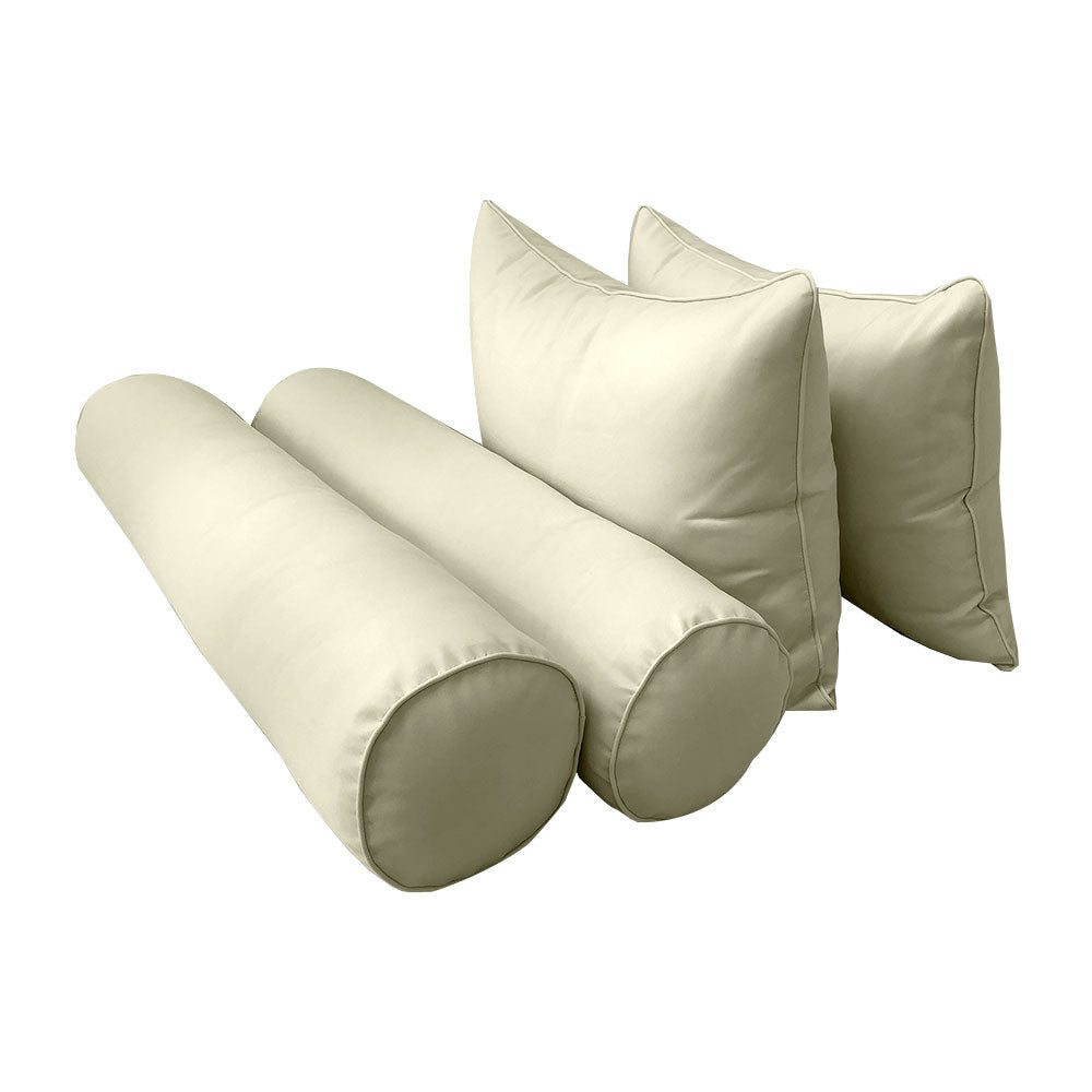 STYLE 4 - Mattress & Pillow Bolster Cushion for Outdoor Indoor Daybed Porch Swing Bed Piped Trim Crib Size AD005 | COVERS ONLY |
