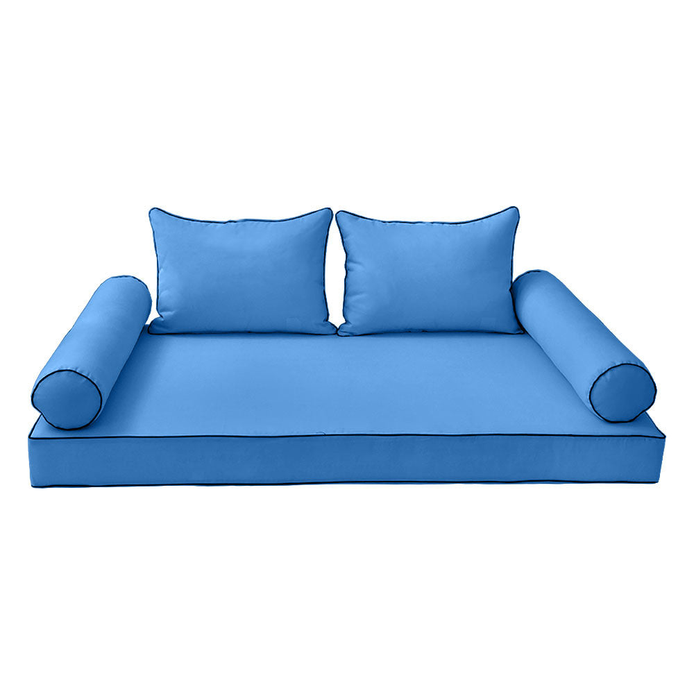 Modern outdoor daybed cushion set with two bolsters and two pillows, ideal for patio, porch, or indoor lounge spaces. — cover only