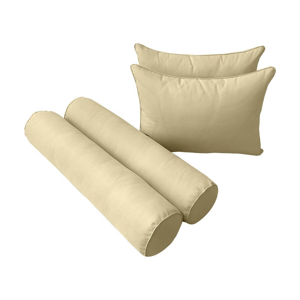 STYLE 4 - Mattress & Pillow Bolster Cushion for Outdoor Indoor Daybed Porch Swing Bed Piped Trim Twin Size AD103 | COVERS ONLY |