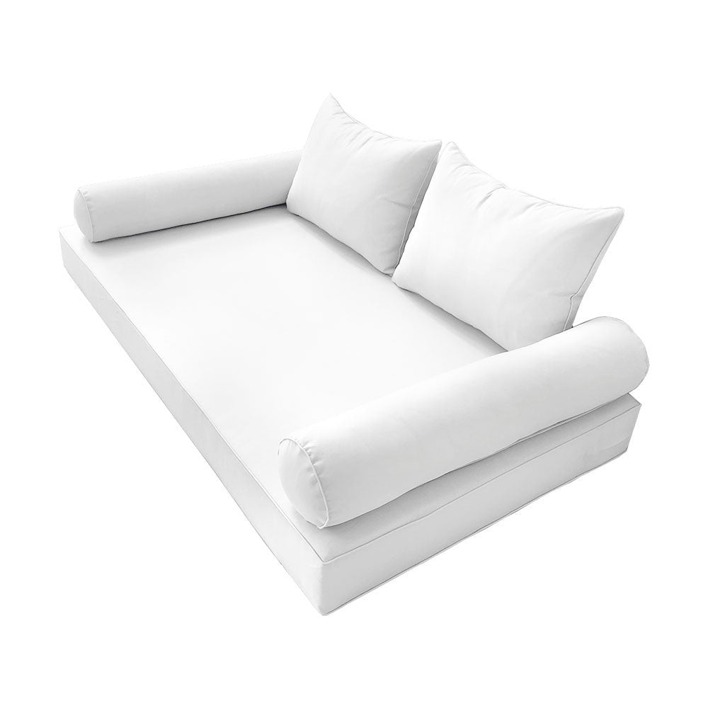 STYLE 4 - Mattress & Pillow Bolster Cushion for Outdoor Indoor Daybed Porch Swing Bed Piped Trim Twin Size AD106 | COVERS ONLY |