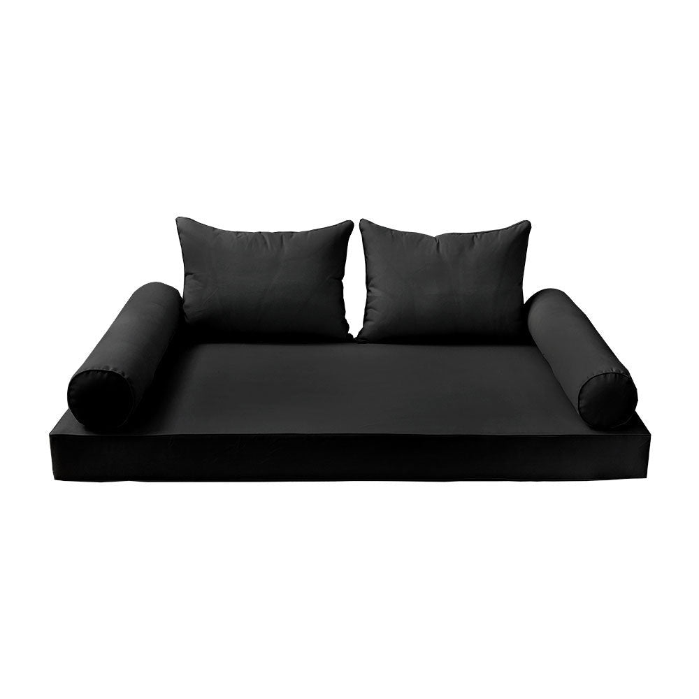 STYLE 4 - Mattress & Pillow Bolster Cushion for Outdoor Indoor Daybed Porch Swing Bed Piped Trim Twin-XL Size AD109 | COVERS ONLY |