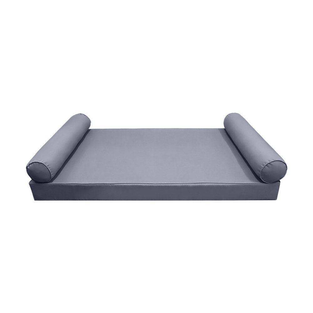 STYLE 5 - Mattress & Pillow Bolster for Outdoor Indoor Daybed Porch Swing Bed Piped Trim Twin-XL Size AD001 | COVERS ONLY |