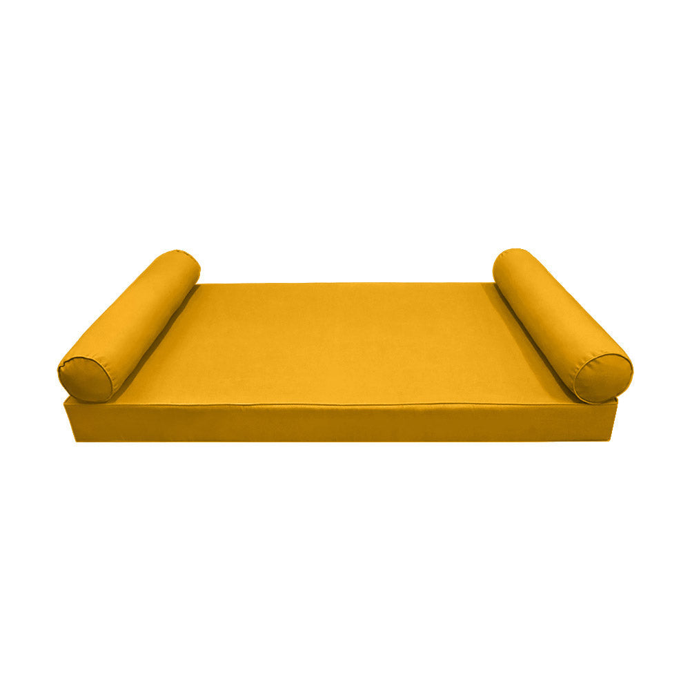 STYLE 5 - Mattress & Pillow Bolster for Outdoor Indoor Daybed Porch Swing Bed Piped Trim Twin-XL Size AD108 | COVERS ONLY |