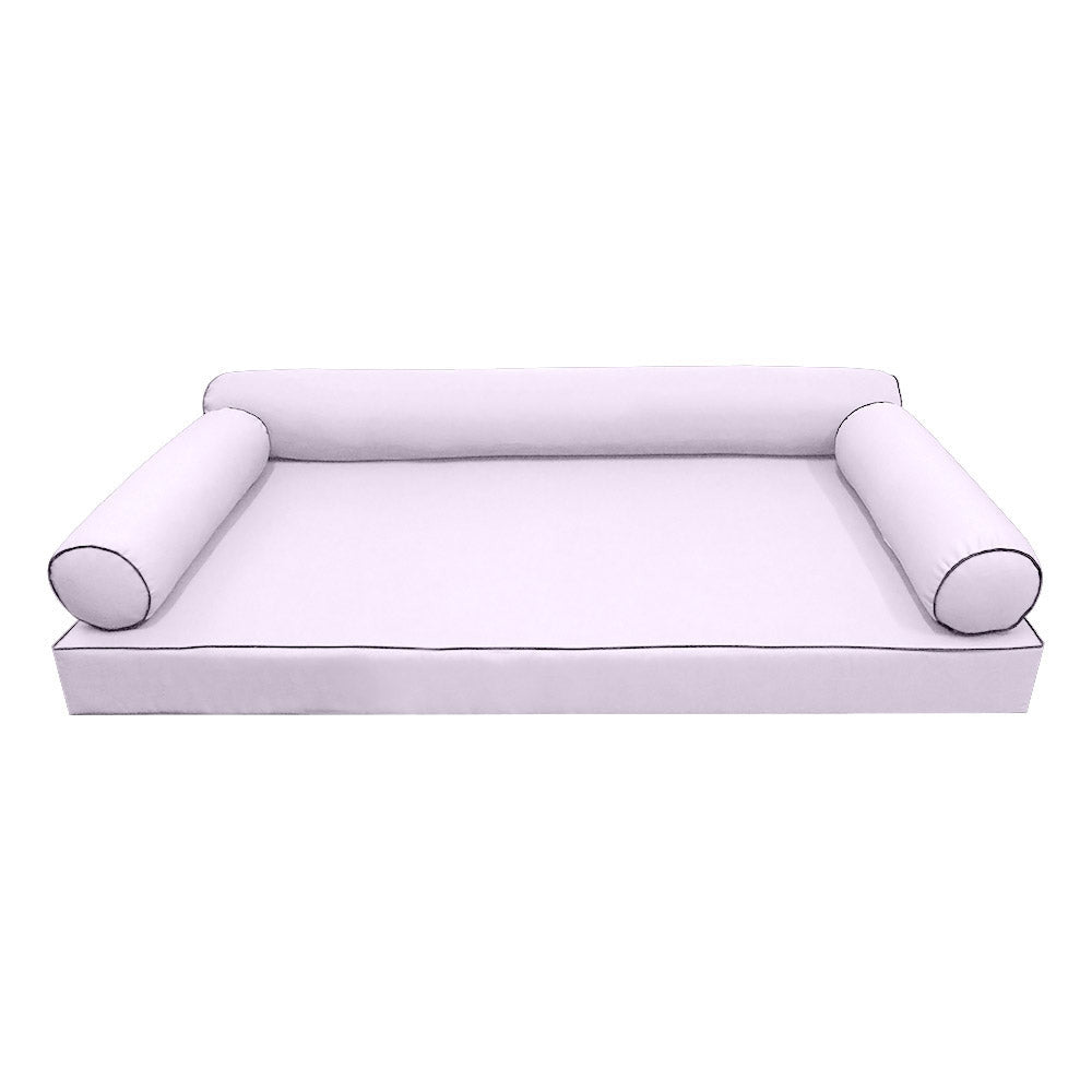 Style6 Twin-XL Size 4PC Contrast Pipe Trim Outdoor Daybed Mattress Cushion Bolster Pillow Slip Cover COMPLETE SET AD107