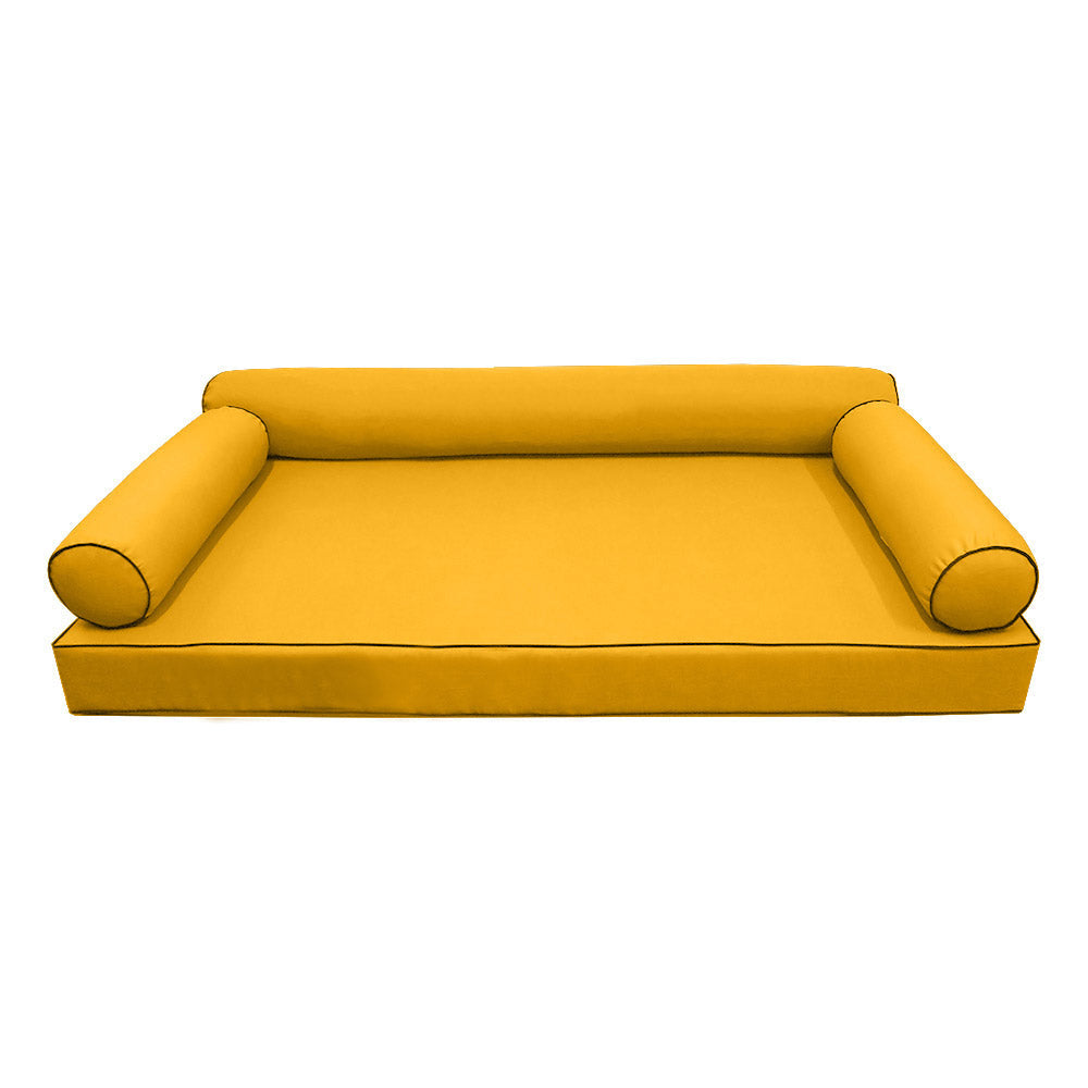 Style6 Twin-XL Size 4PC Contrast Pipe Trim Outdoor Daybed Mattress Cushion Bolster Pillow Slip Cover COMPLETE SET AD108