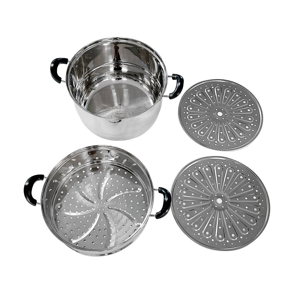 13"(34cm) Stainless Steel Steam Pot 2 Tier Multi-Layer Stack Steam Pot Boiler