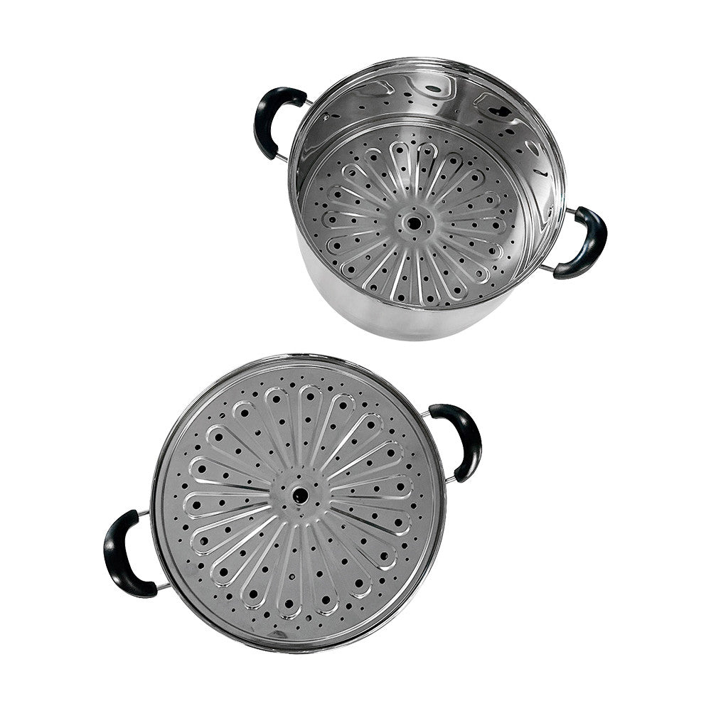 13"(34cm) Stainless Steel Steam Pot 2 Tier Multi-Layer Stack Steam Pot Boiler