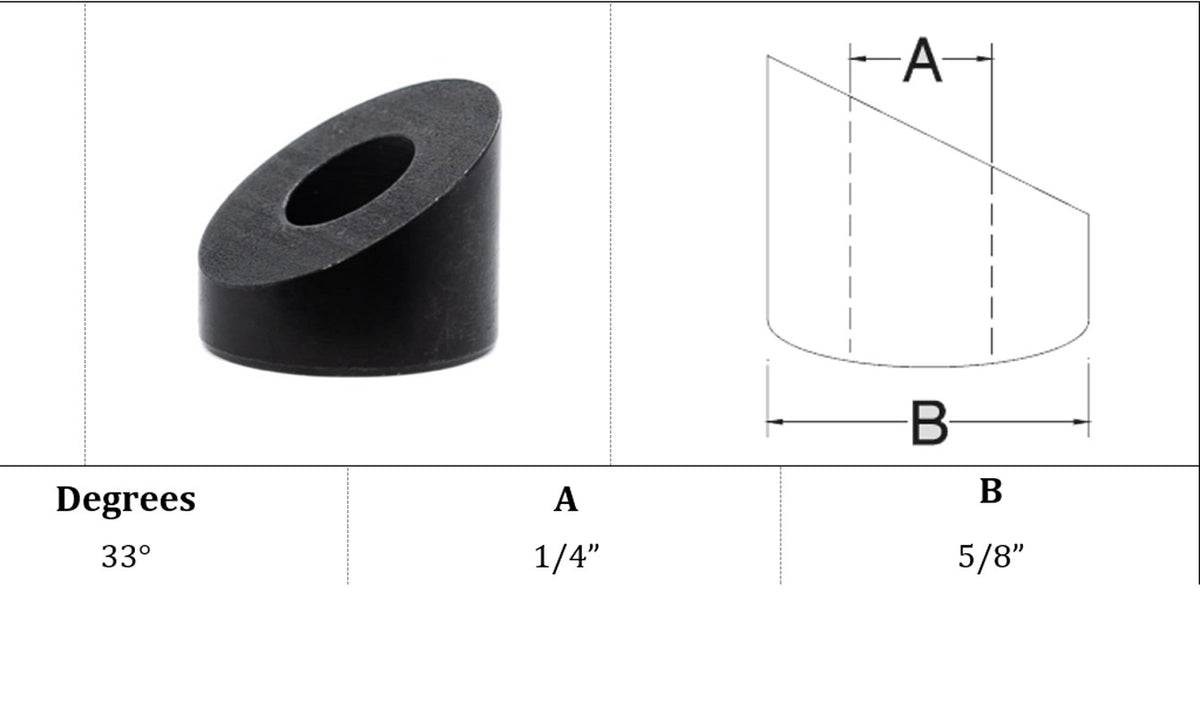 10Pc 1/4" Black Oxide Stainless Steel Angled Washer 33 Degree Beveled Cable Rail